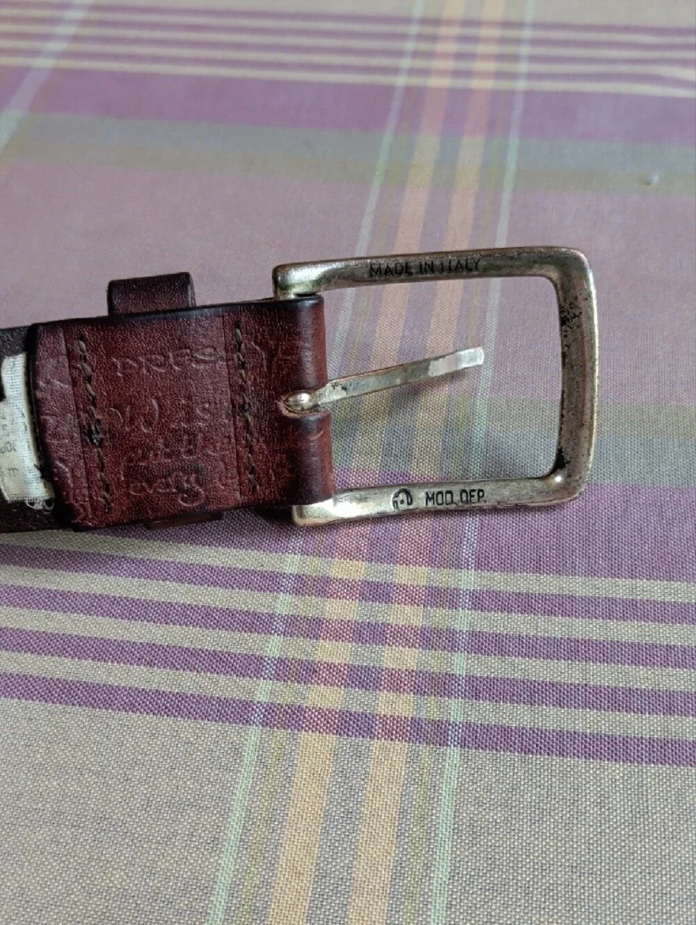 Zara Distressed Embossed Leather Belt